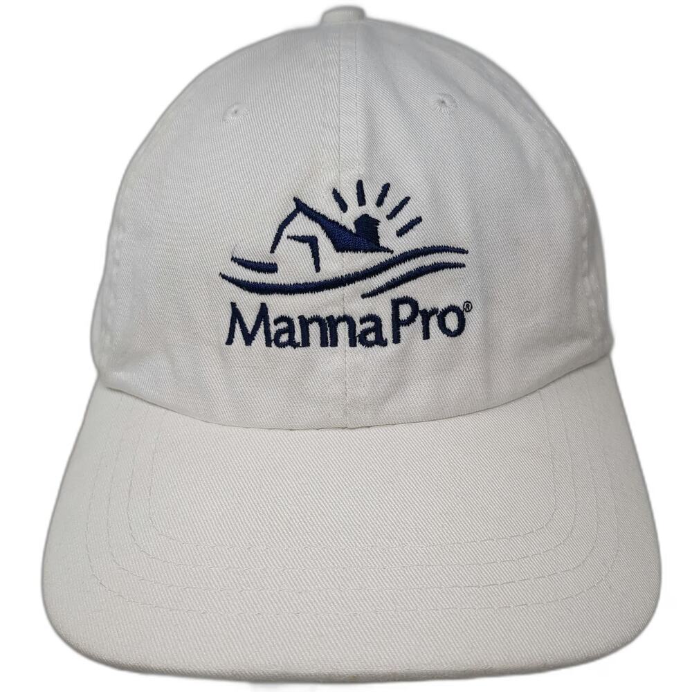 Manna Pro White One Size Baseball Cap Hat Strapback Logo Animal Nutrition Farm